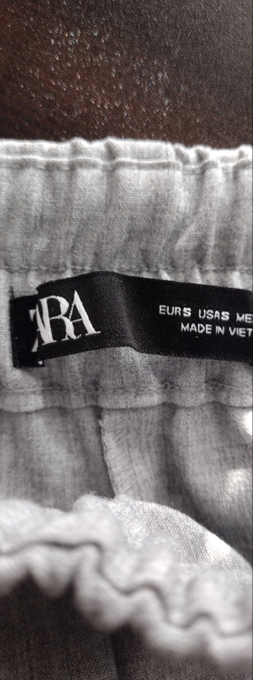 Zara Light Gray Cuffed Cropped Trousers Pants - Picture 6 of 6